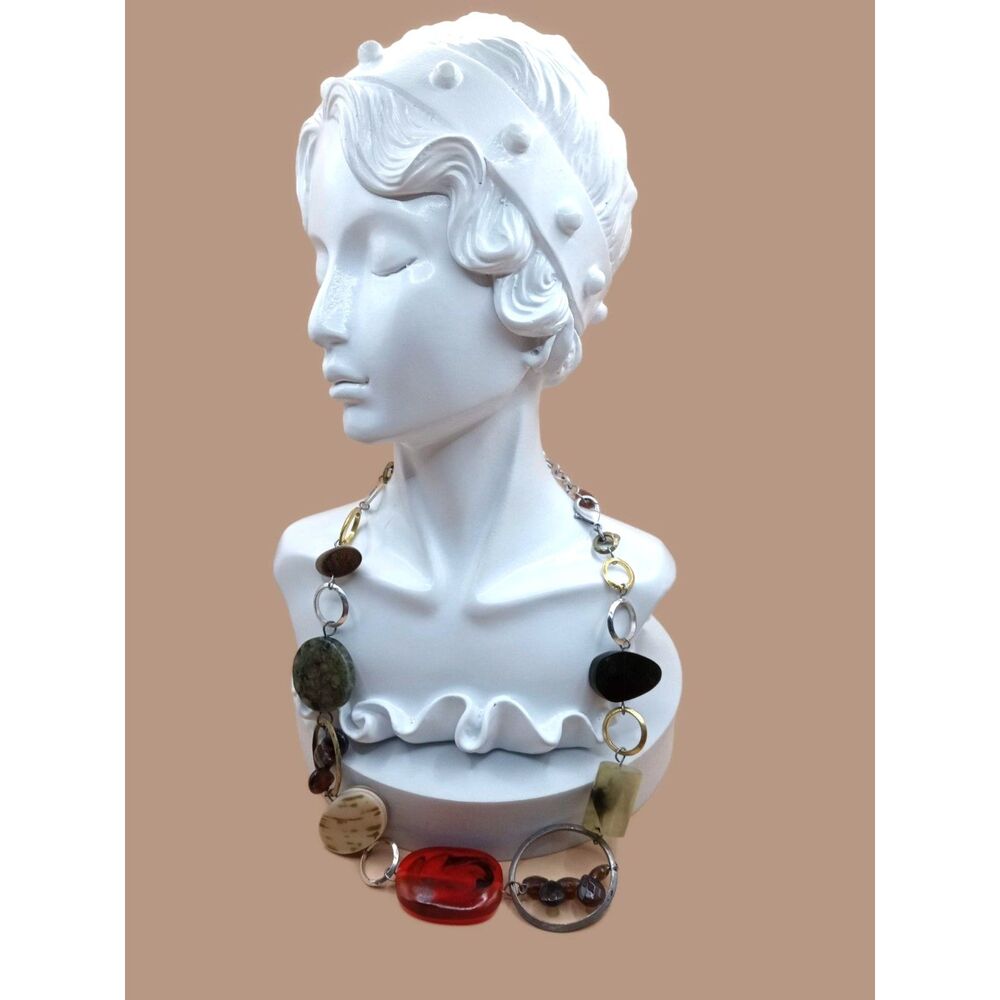 Vintage Chico's Chunky Lucite Mixed Media Beaded Statement Choker Necklace